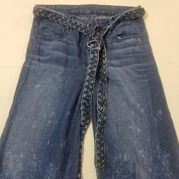 Tortoise Wide Leg Distressed Frayed Hem Jeans Size 25 - Picture 3 of 6